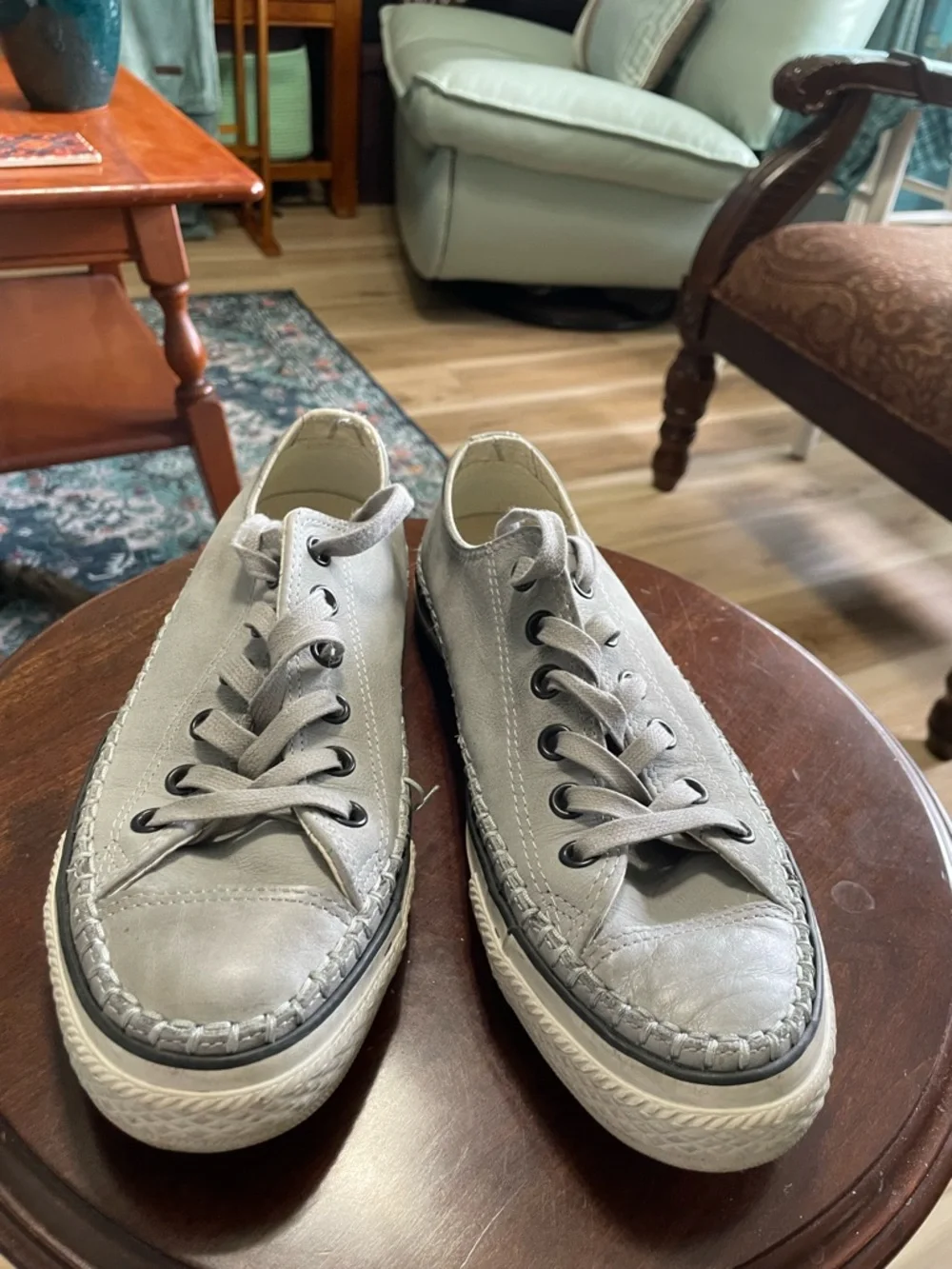 Converse Men's Low-Top John Varvatos Blanket stitch Sneakers in Light Gray - Picture 1 of 7